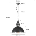 Mexlite Luminaire à suspension GAEVE grand, rond E27 IP20, noir mat gradable