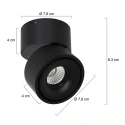 Mexlite ceiling luminaire FEZ 1 flame, round, swivelling, rotatable, set back IP20, black matt dimmable