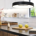 Steinhauer pendant luminaire RINGLEDE - Ø 48CM large, round, direct / indirect IP20, black matt dimmable
