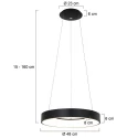 Steinhauer pendant luminaire RINGLEDE - Ø 48CM large, round, direct / indirect IP20, black matt dimmable