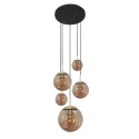 Steinhauer Luminaire à suspension BOLLIQUE 5 flammes E27 IP20, ambre, laiton, noir  gradable