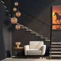 Steinhauer Luminaire à suspension BOLLIQUE 5 flammes E27 IP20, ambre, laiton, noir  gradable