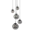 pendant luminaire BOLLIQUE 5 flames E27 IP20, amber, brass, black dimmable