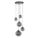 pendant luminaire BOLLIQUE 5 flames E27 IP20, amber, brass, black dimmable