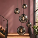 pendant luminaire BOLLIQUE 5 flames E27 IP20, amber, brass, black dimmable