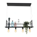 Mexlite Luminaire à suspension BUCKLEY 4 flammes, avec tablette E27 IP20, noir mat gradable
