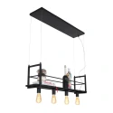 Mexlite Luminaire à suspension BUCKLEY 4 flammes, avec tablette E27 IP20, noir mat gradable