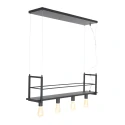 Mexlite Luminaire à suspension BUCKLEY 4 flammes, avec tablette E27 IP20, noir mat gradable