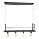 Mexlite Luminaire à suspension BUCKLEY 4 flammes, avec tablette E27 IP20, noir mat gradable