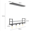 Mexlite Luminaire à suspension BUCKLEY 4 flammes, avec tablette E27 IP20, noir mat gradable