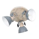 Mexlite Luminaire de plafond GEARWOOD 3 flammes, rond, réglable E27 IP20, bois, antique gradable