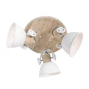 Mexlite Luminaire de plafond GEARWOOD 3 flammes, rond, réglable E27 IP20, bois, antique gradable