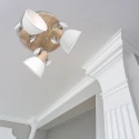 Mexlite Luminaire de plafond GEARWOOD 3 flammes, rond, réglable E27 IP20, bois, antique gradable