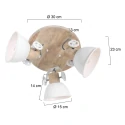 Mexlite Luminaire de plafond GEARWOOD 3 flammes, rond, réglable E27 IP20, bois, antique gradable