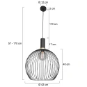 Mexlite Luminaire à suspension AUREOLE Ø 42CM à 1 flamme, grand, rond E27 IP20, noir mat gradable