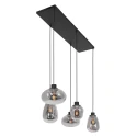 Steinhauer Luminaire à suspension REFLEXION 5 flammes, angulaire, langue, réglable E27 IP20, noir mat gradable