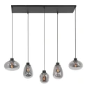 Steinhauer Luminaire à suspension REFLEXION 5 flammes, angulaire, langue, réglable E27 IP20, noir mat gradable