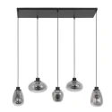 Steinhauer Luminaire à suspension REFLEXION 5 flammes, angulaire, langue, réglable E27 IP20, noir mat gradable