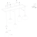 Steinhauer Luminaire à suspension REFLEXION 5 flammes, angulaire, langue, réglable E27 IP20, noir mat gradable