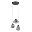 Steinhauer Luminaire à suspension REFLEXION 3 flammes, rond, réglable E27 IP20, noir mat gradable