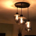 Steinhauer Luminaire à suspension REFLEXION 3 flammes, rond, réglable E27 IP20, noir mat gradable