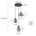 Steinhauer Luminaire à suspension REFLEXION 3 flammes, rond, réglable E27 IP20, noir mat gradable