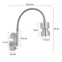 Steinhauer Luminaire mural NATASJA avec interrupteur, avec bras flexible GU10 IP20, acier brossé gradable