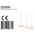 Mexlite pendant luminaire BJORR 3 flames E27 IP20, white matt dimmable