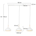 Mexlite pendant luminaire BJORR 3 flames E27 IP20, white matt dimmable