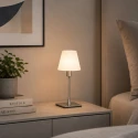 Steinhauer Lampe de table ANCILLA à 1 flamme, langue, avec fonction de commutation, conique E14 IP20, acier brossé gradable