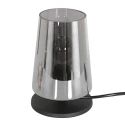 Steinhauer Lampe de table ANCILLA à 1 flamme, court, avec fonction de commutation, conique E27 IP20, noir mat gradable