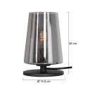 Steinhauer Lampe de table ANCILLA à 1 flamme, court, avec fonction de commutation, conique E27 IP20, noir mat gradable