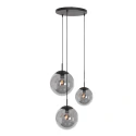 Steinhauer Luminaire à suspension BOLLIQUE 3 flammes, rond E27 IP20, noir mat gradable