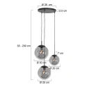 Steinhauer Luminaire à suspension BOLLIQUE 3 flammes, rond E27 IP20, noir mat gradable