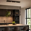Steinhauer Luminaire à suspension TØR 6 flammes, avec tablette IP20, noir mat gradable
