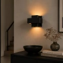 Steinhauer Luminaire mural MURO 1 voie, angulaire, direct / indirect G9 IP20, noir mat gradable