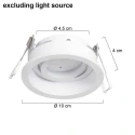 Steinhauer Lumière encastrée PÉLITE SPOT rond, rigide, reculer GU10 IP20, blanc mat gradable