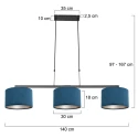 Steinhauer Luminaire à suspension STANG 3 flammes E27 IP20, bleu, noir 