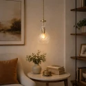 Mexlite Luminaire à suspension GRAZIOGLASS ?14cm E27 IP20, laiton