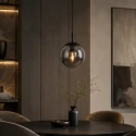 Luminaire à suspension BOLLIQUE rond E27 IP20, ambre, laiton, noir  gradable
