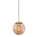 Steinhauer pendant luminaire BOLLIQUE round E27 IP20, amber, brass, black dimmable