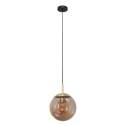 Steinhauer pendant luminaire BOLLIQUE round E27 IP20, amber, brass, black dimmable