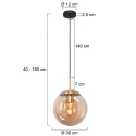 Steinhauer pendant luminaire BOLLIQUE round E27 IP20, amber, brass, black dimmable