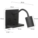 Mexlite wall luminaire UPROUND 1 flame GU10 IP20, black 