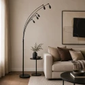 Steinhauer floor lamp BAMBUS 5 flames E14 IP20, wood, black dimmable
