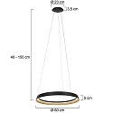 Steinhauer Luminaire à suspension RINGLUX IP20, noir gradable