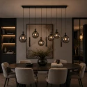 Steinhauer pendant luminaire BOLLIQUE 9 flames GU10 + E27 IP20, black dimmable