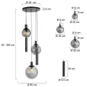 Steinhauer Luminaire à suspension BOLLIQUE 5 flammes GU10 + E27 IP20, noir gradable