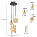 Steinhauer pendant luminaire BOLLIQUE 5 flames GU10 + E27 IP20, brass dimmable