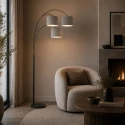 Steinhauer Lampadaire SPARKLED LIGHT 3 flammes E27 IP20, noir gradable